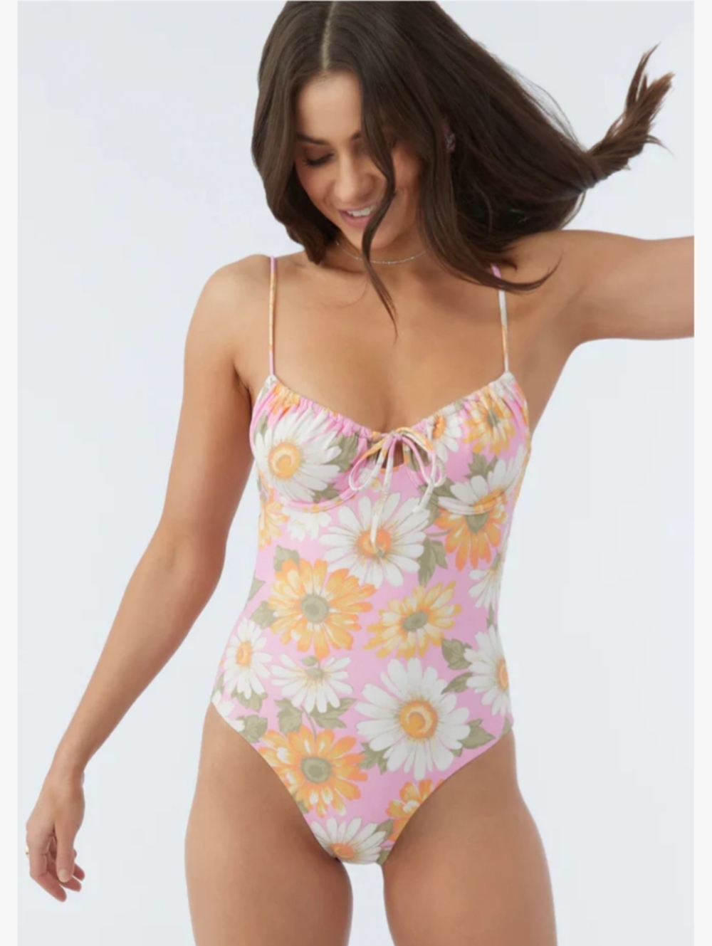 O'Neill Pink Floral Daisy One-Piece Swimsuit